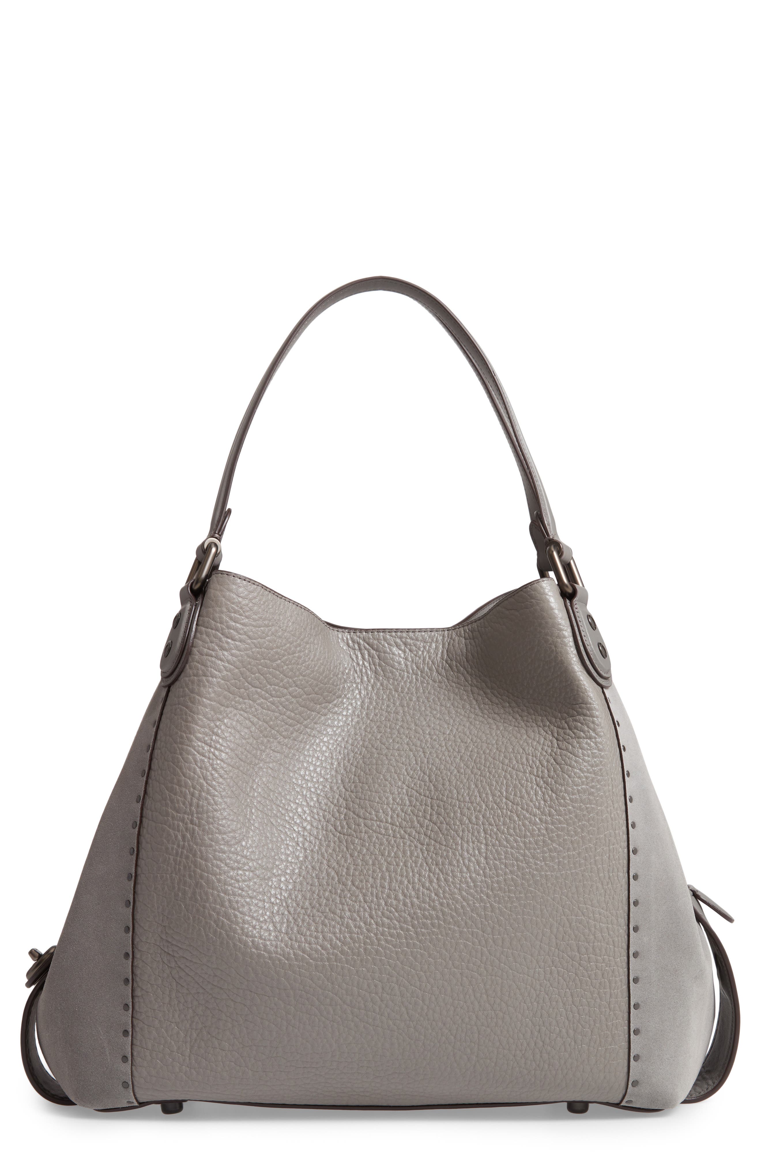 COACH Edie 42 Border Rivets Leather Shoulder Bag, Main, color, 