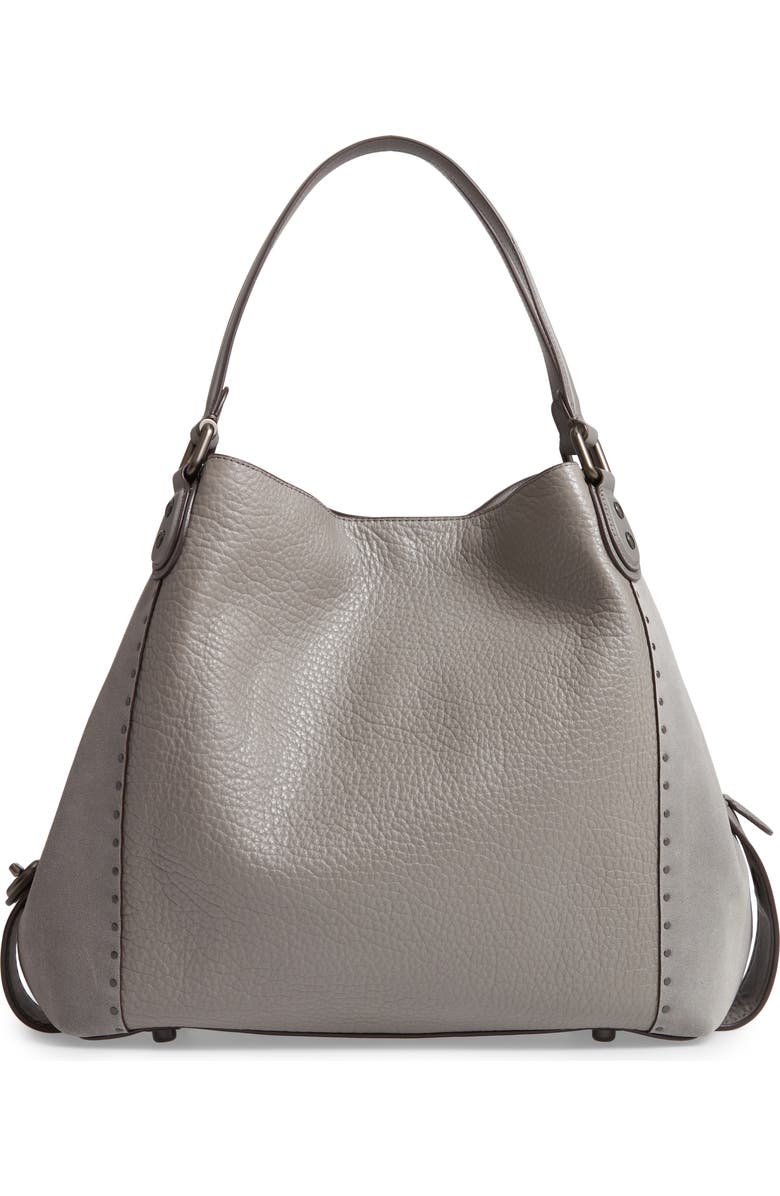 COACH Edie 42 Border Rivets Leather Shoulder Bag, Main, color,