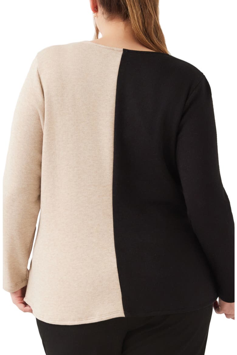 Colorblock Satin Bow Top, Alternate, color, BLACK/ LIGHT TAN