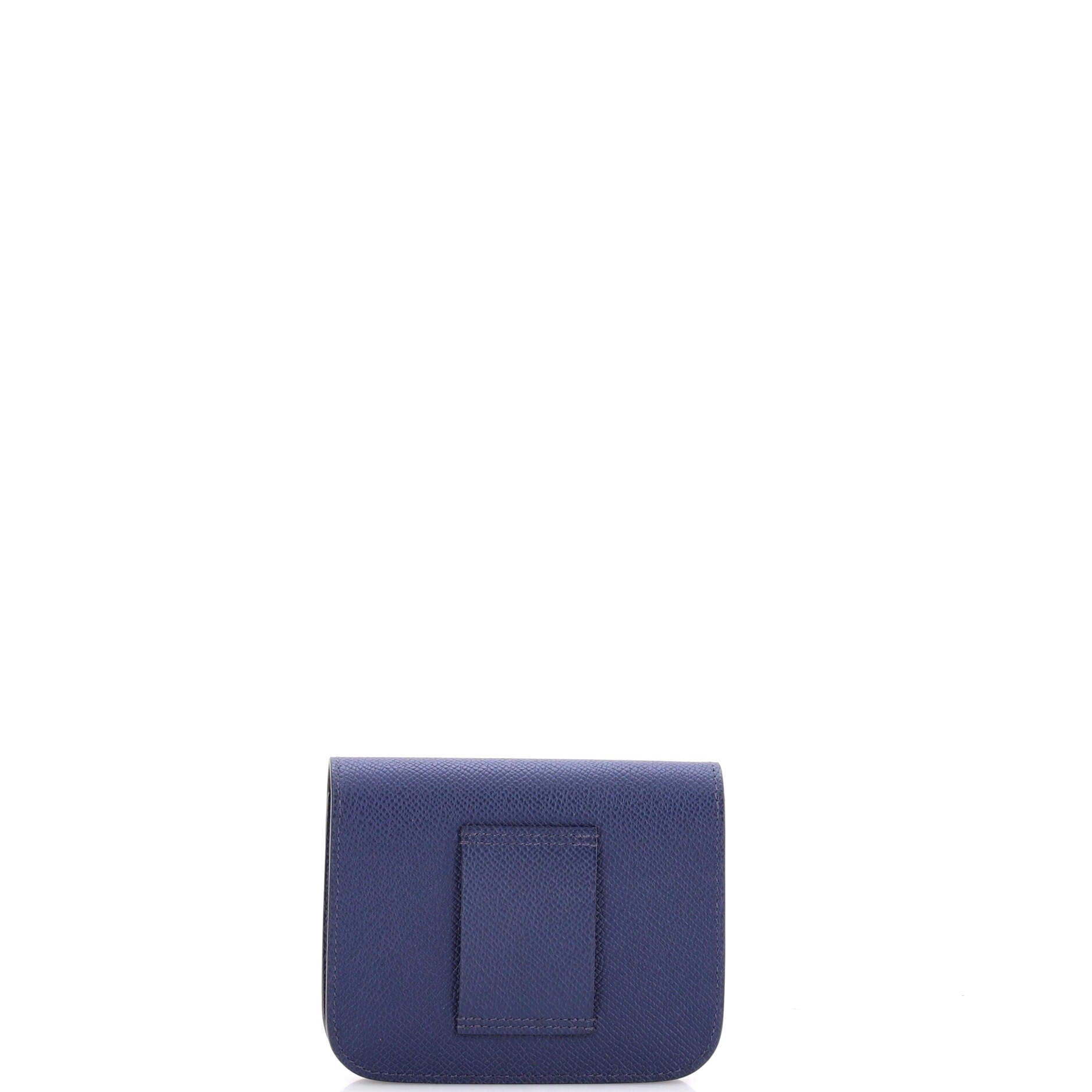 Pre-Owned Hermes Constance Slim Wallet Epsom, Alternate, color, Bleu Navy