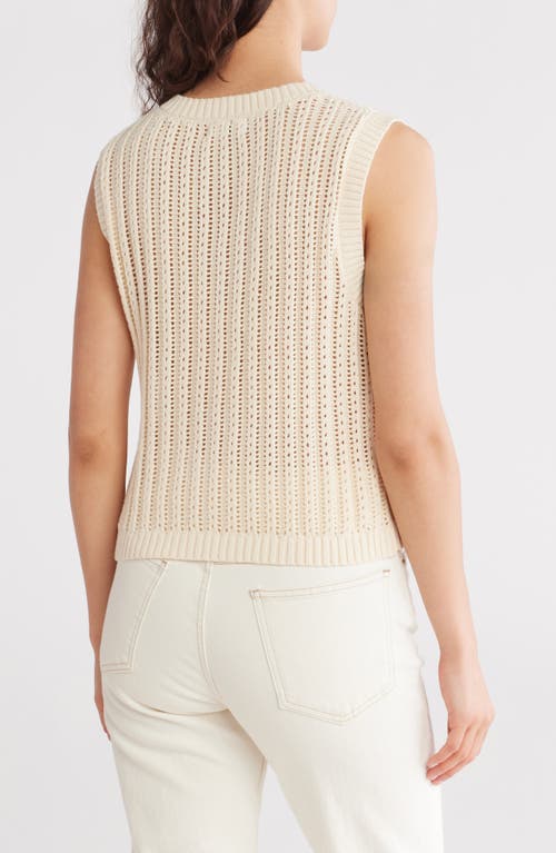 Blu Pepper Open Knit Button Vest In Oatmeal