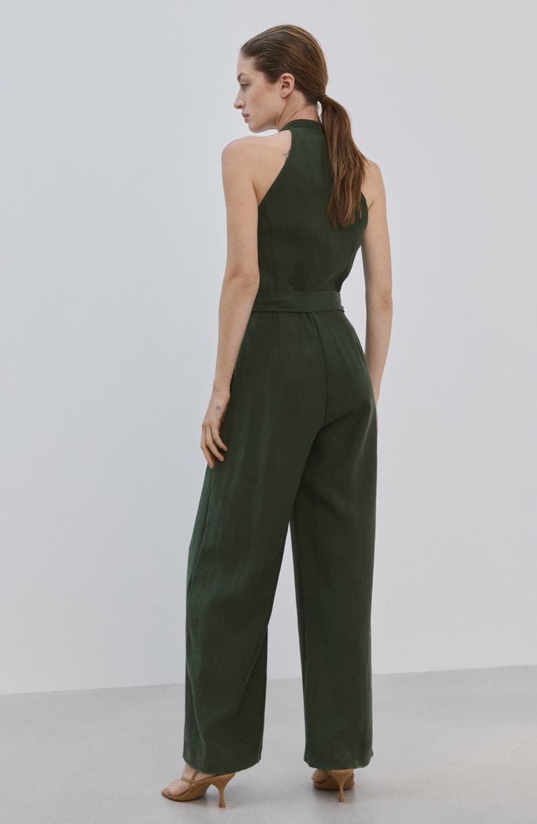 MANGO Halter Neck Belted Jumpsuit, Alternate, color, 