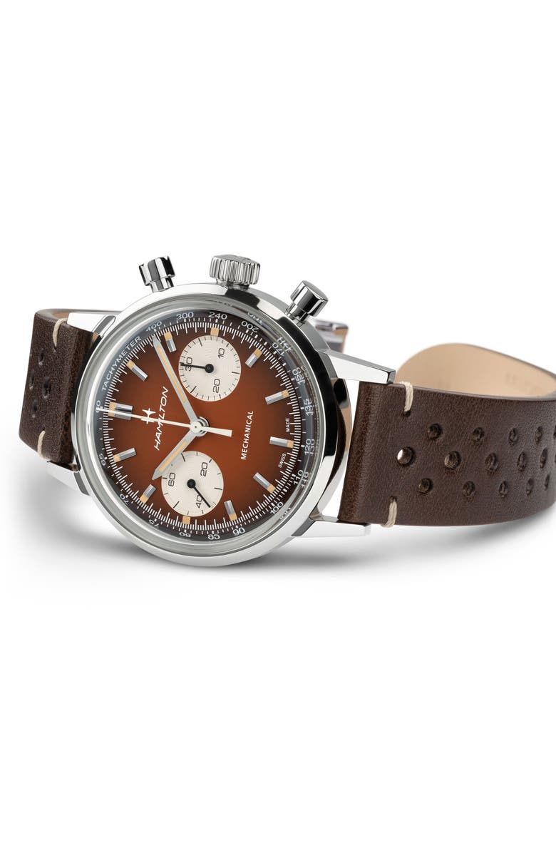Hamilton American Classic Intra‑Matic Bracelet Watch, Alternate, color, Red