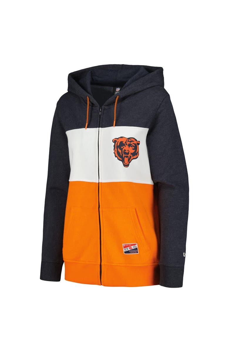 New Era Women's New Era Navy Chicago Bears Color-Block Full-Zip Hoodie, Alternate, color,