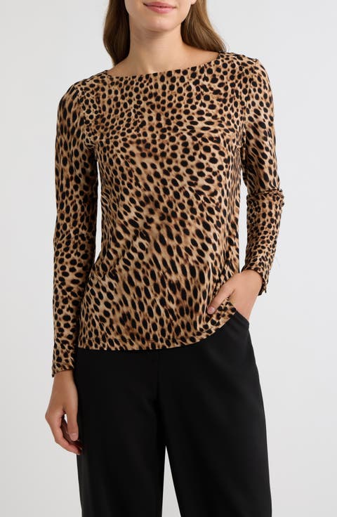 Button Cuff Boat Neck Top