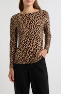 AK ANNE KLEIN Button Cuff Boat Neck Top