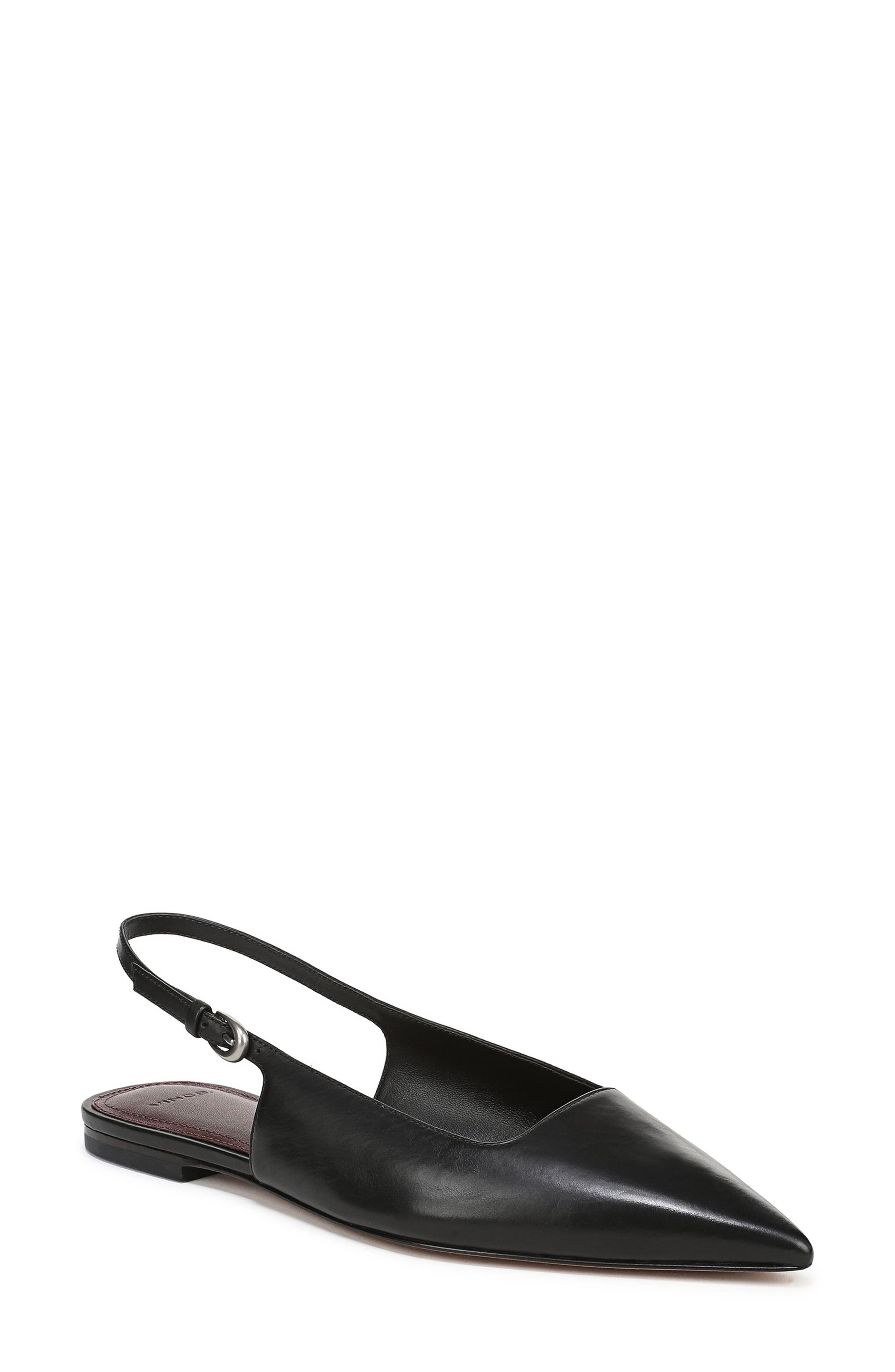 Vince Gracy Pointed Toe Slingback Flat, Main, color, Black