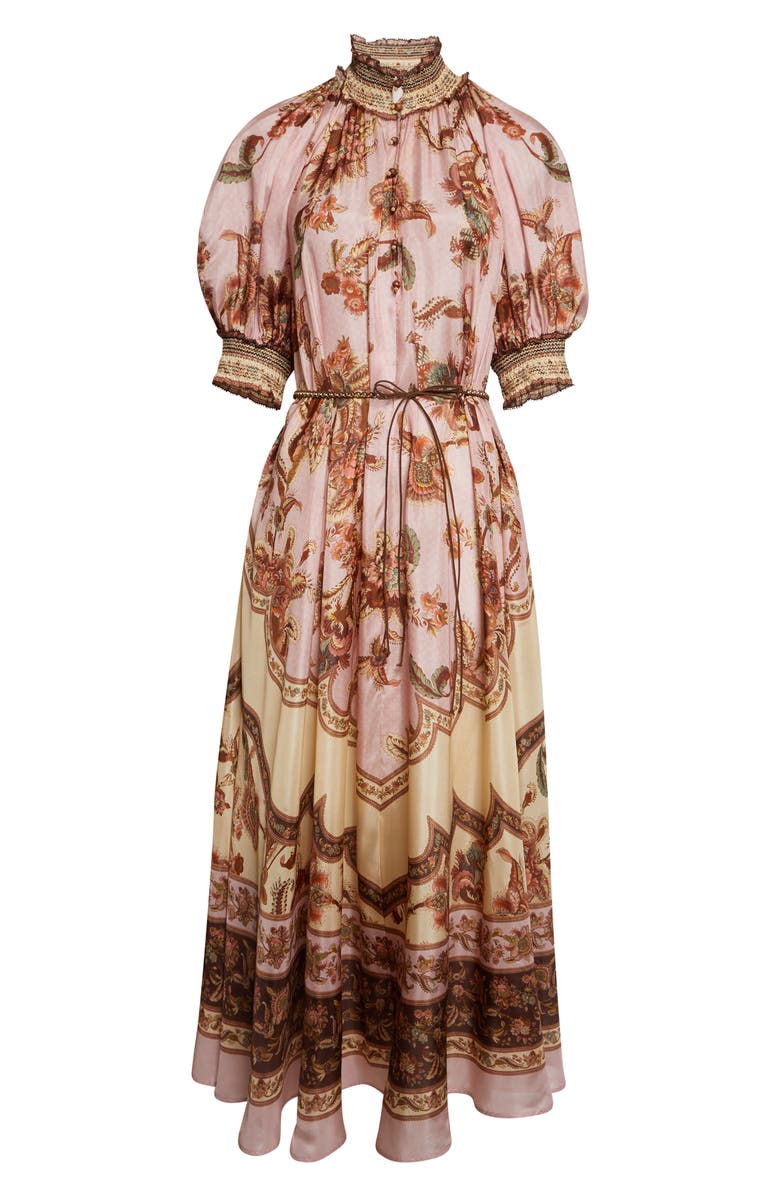 Zimmermann Aster Print Billow Silk Maxi Dress, Alternate, color, Mauve Jacobean