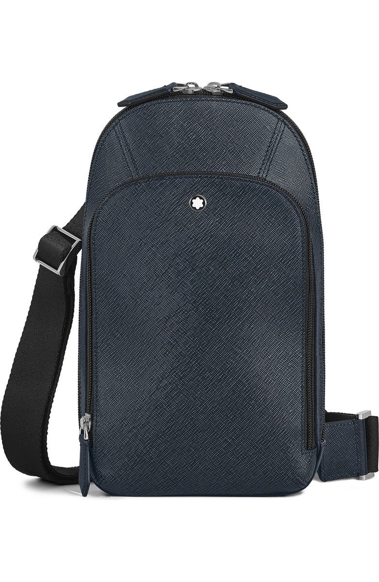 Montblanc Sartorial Convertible Leather Sling Bag, Main, color, Tweed Blue