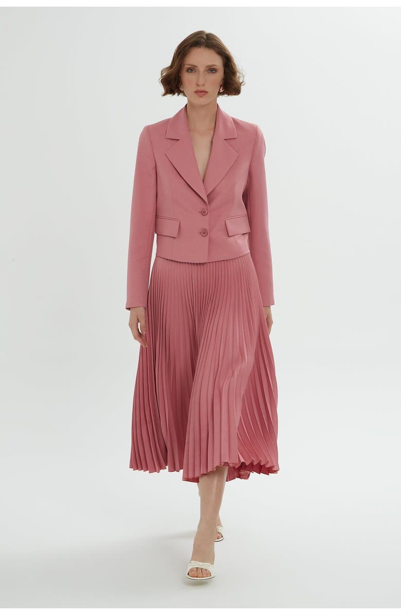 Gizia Pink Set with Pleated Skirt, Alternate, color, Pink