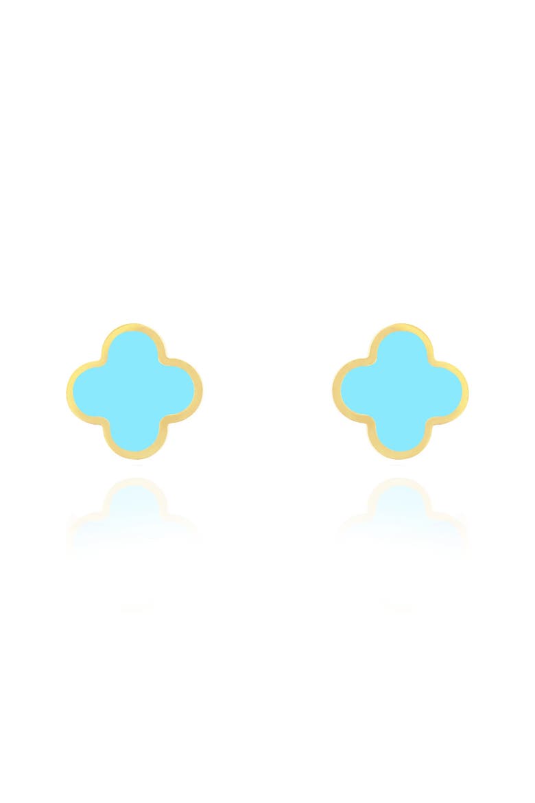 Large Turquoise Clover Stud Earrings, Alternate, color, Turquoise