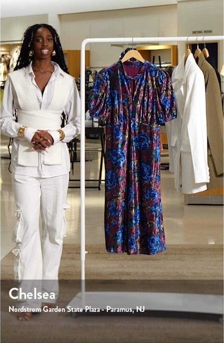 Floral Velvet Midi Dress, sales video thumbnail