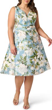 Adrianna Papell Magnolia Floral Jacquard Midi Fit & Flare Dress