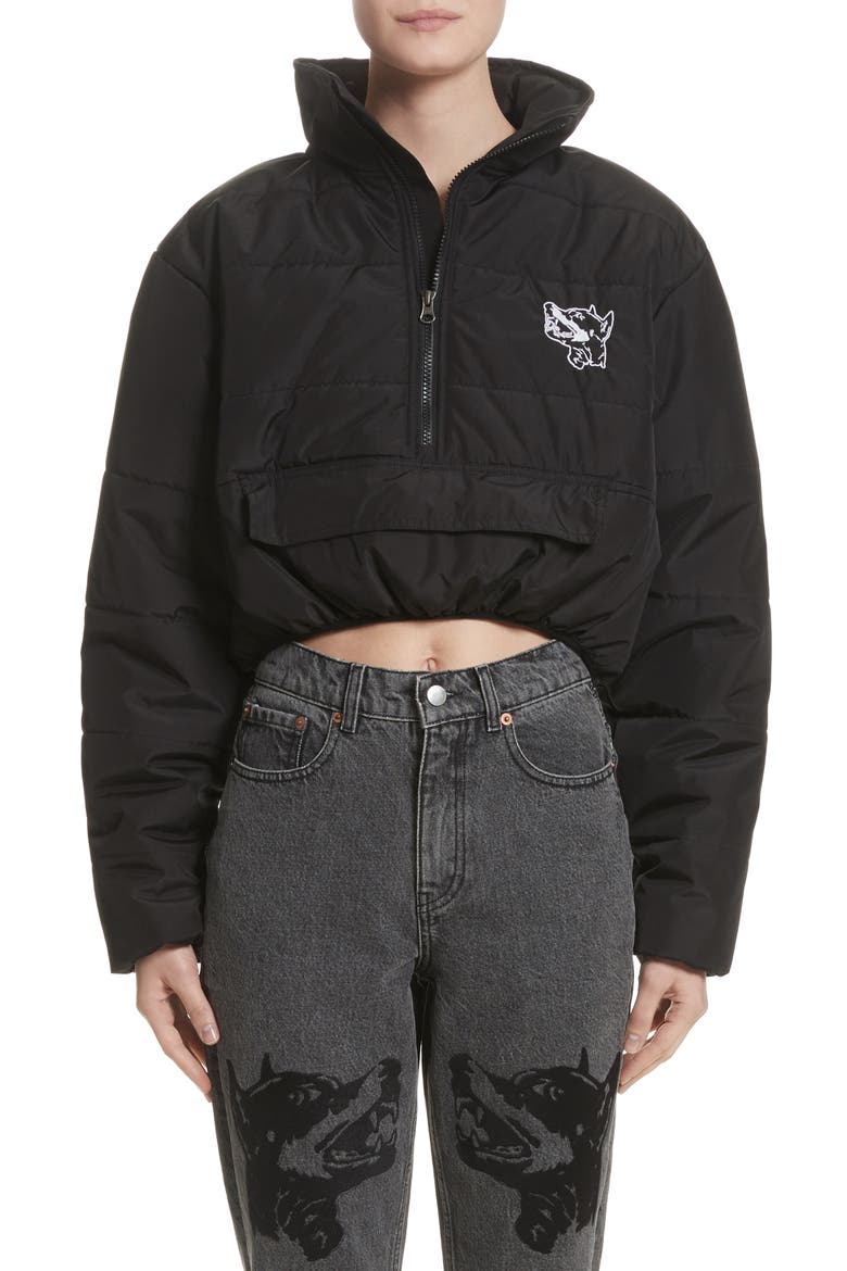 Misery Crop Puffer Coat, Main, color, BLACK