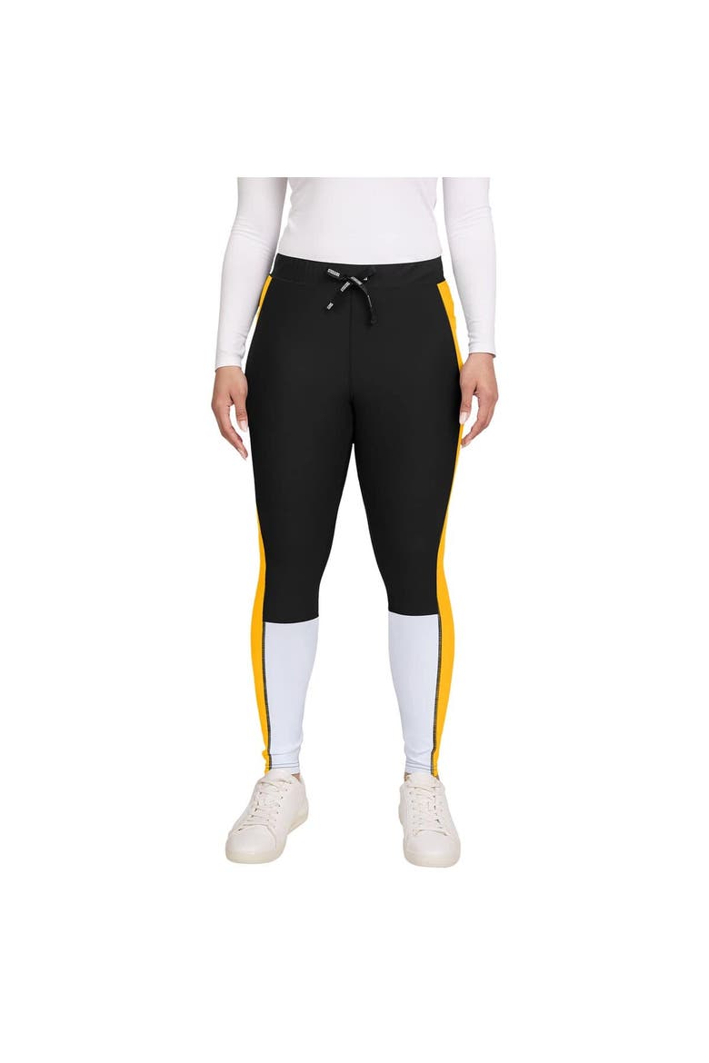 Women's WEAR by Erin Andrews Black/Yellow Pittsburgh Steelers Color-Block Leggings, Alternate, color, Black
