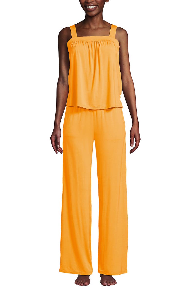 Lands' End Cooling 2 Piece Pajama Set - Sleeveless Square Neck Top and Pants, Alternate, color, Sweet Mango