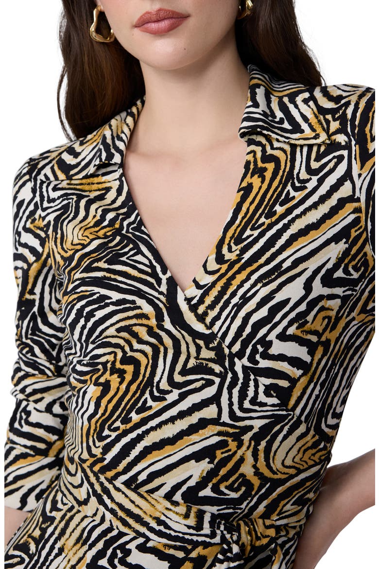 Jeanne Abstract Zebra Print Long Sleeve Silk Wrap Dress, Alternate, color, ZEBRA MINI WHEAT