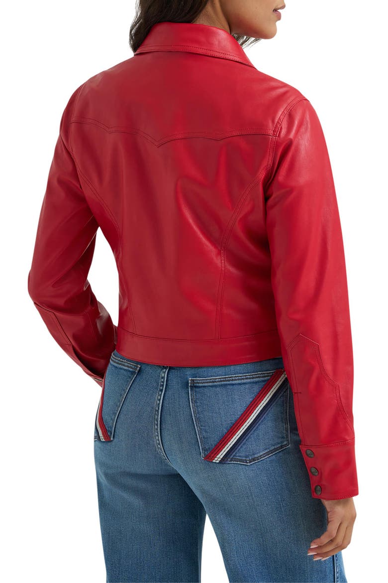 Slim Seamed Faux Leather Jacket, Alternate, color, CHILI PEPPER