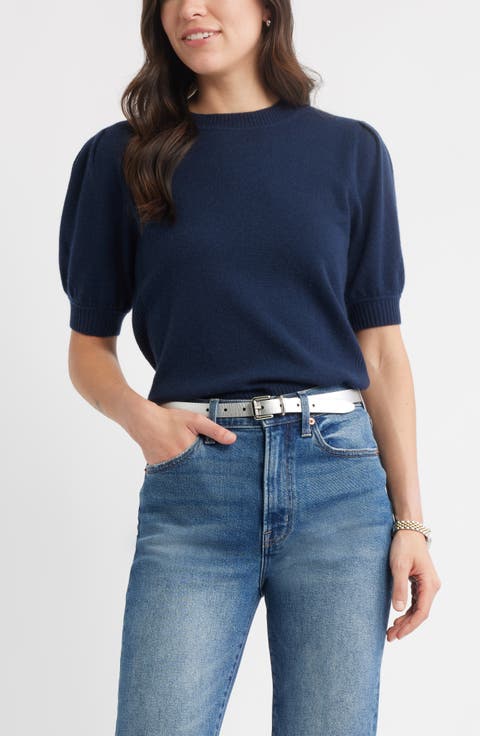Puff Sleeve Wool & Cashmere Sweater
