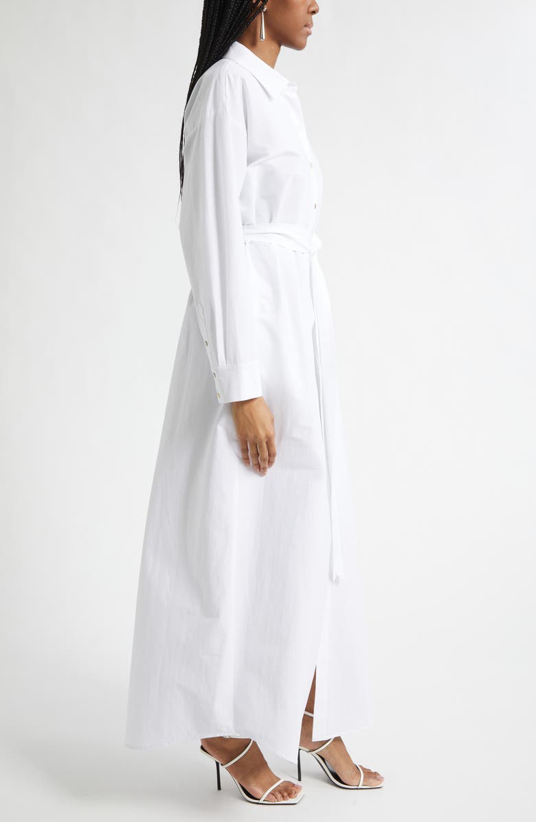 L'AGENCE Ridley Tie Waist Long Sleeve Maxi Shirtdress, Alternate, color, White