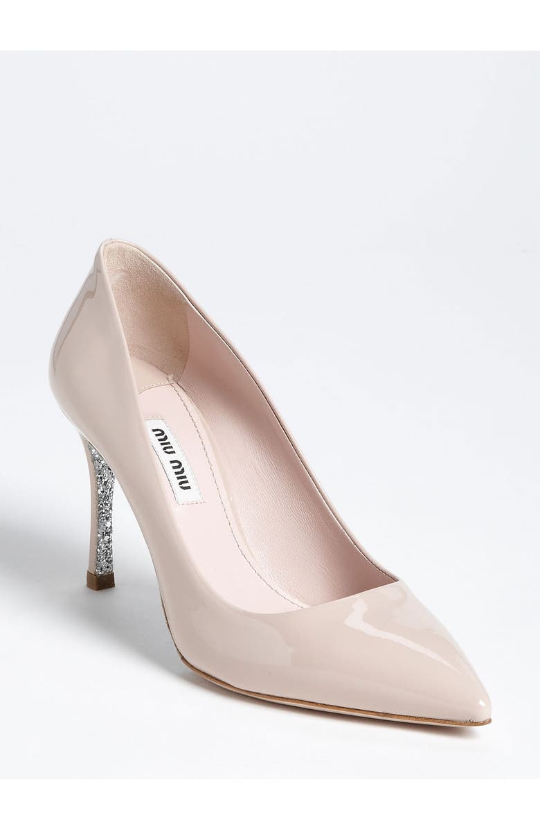 Miu Miu Glitter Sole Pointy Toe Pump, Main, color,