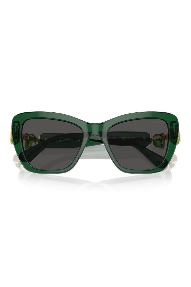 52mm Cat Eye Sunglasses, Alternate, color, DARK GREEN / DARK GREY