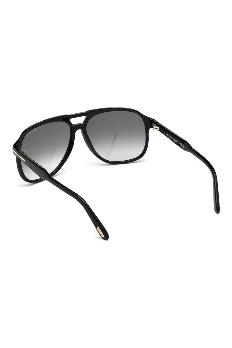 Raoul 62mm Gradient Navigator Sunglasses, Alternate, color, SHINY BLACK / SMOKE POLARIZED