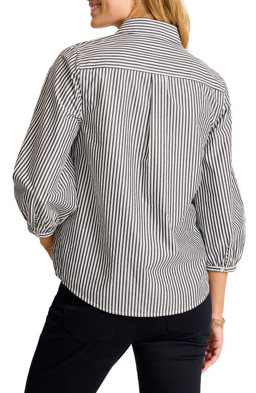 Tommy Bahama Palisade Isles Stripe Cotton Poplin Button-up Shirt In Black