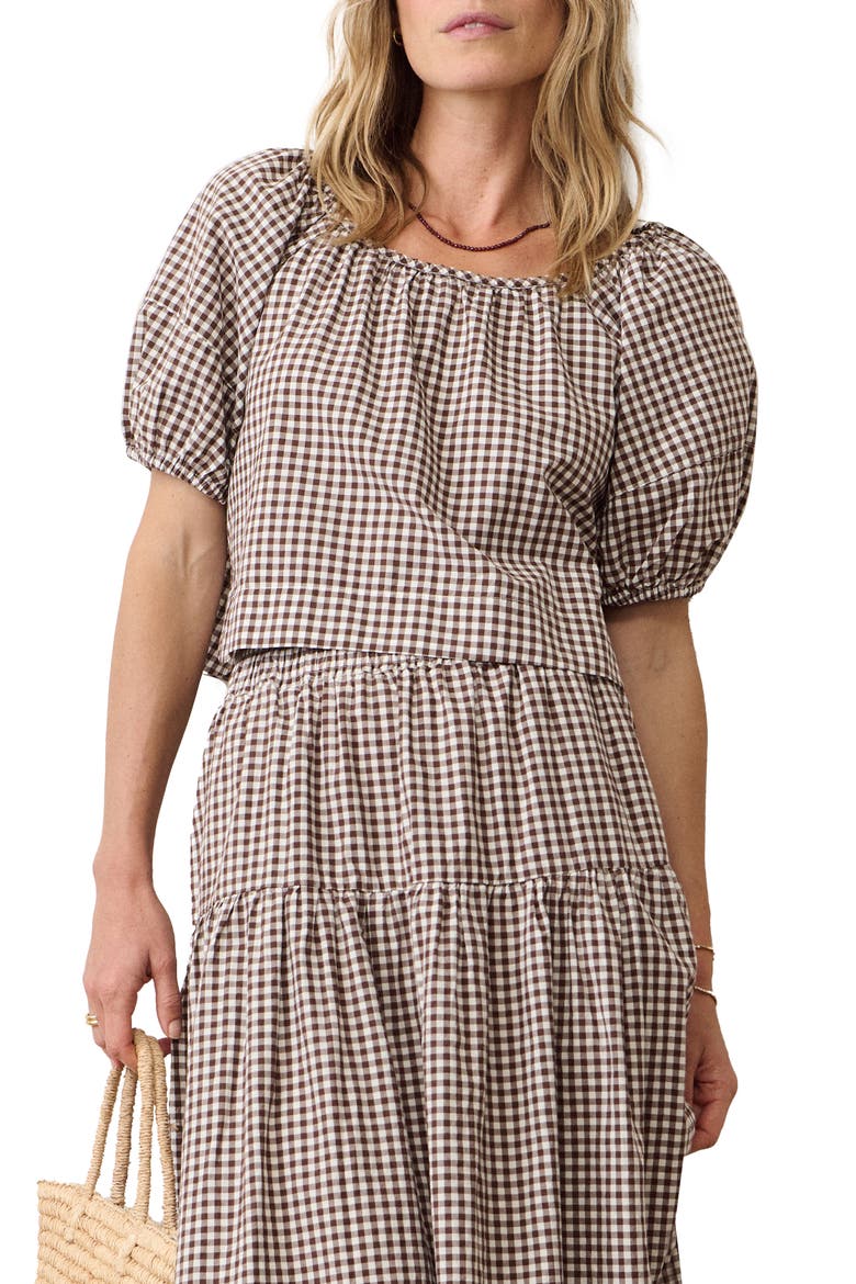 Gia Gingham Pima Cotton Top, Main, color, CHOCOLATE GINGHAM