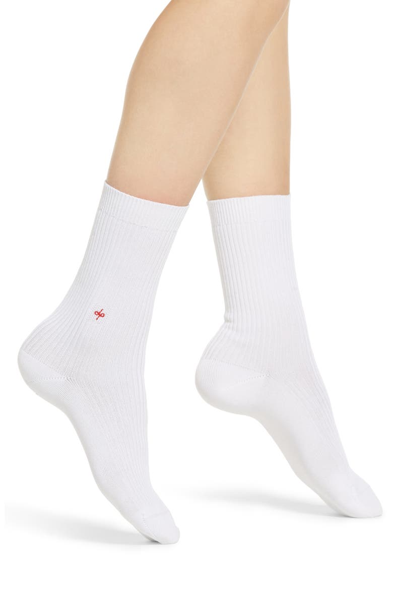 Rib Crew Socks, Main, color, WHITE JACK