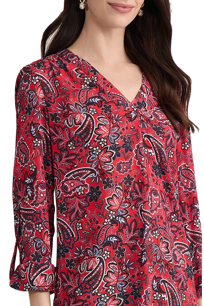 Paisley Print Tunic, Alternate, color, ROUGE MULTI