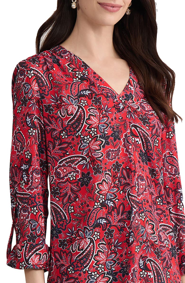 Jones New York Paisley Print Tunic, Alternate, color, Rouge Multi
