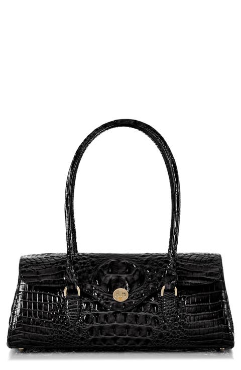 Dayan Croc Embossed Leather Satchel