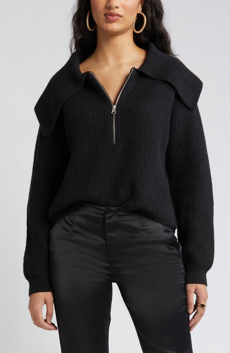 Open Edit Rib Half Zip Sweater, Main, color,