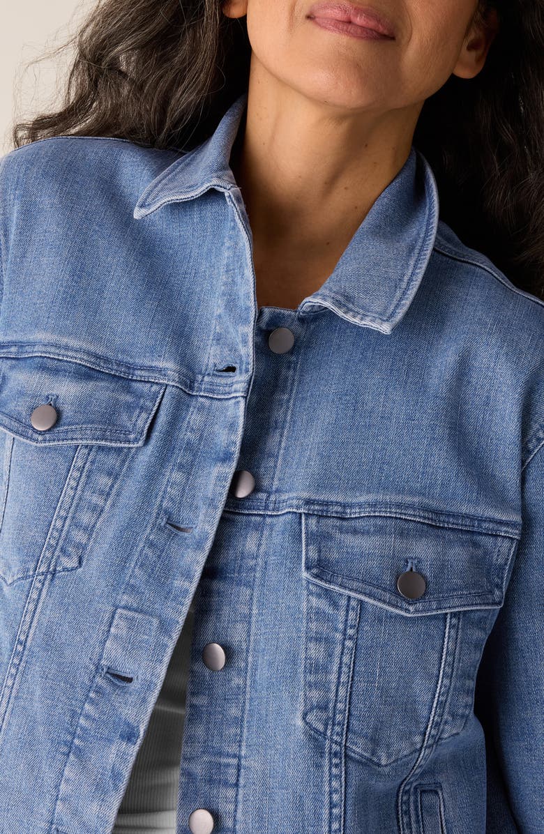 Eileen Fisher Stretch Organic Cotton Blend Denim Jacket, Alternate, color, Classic Indigo