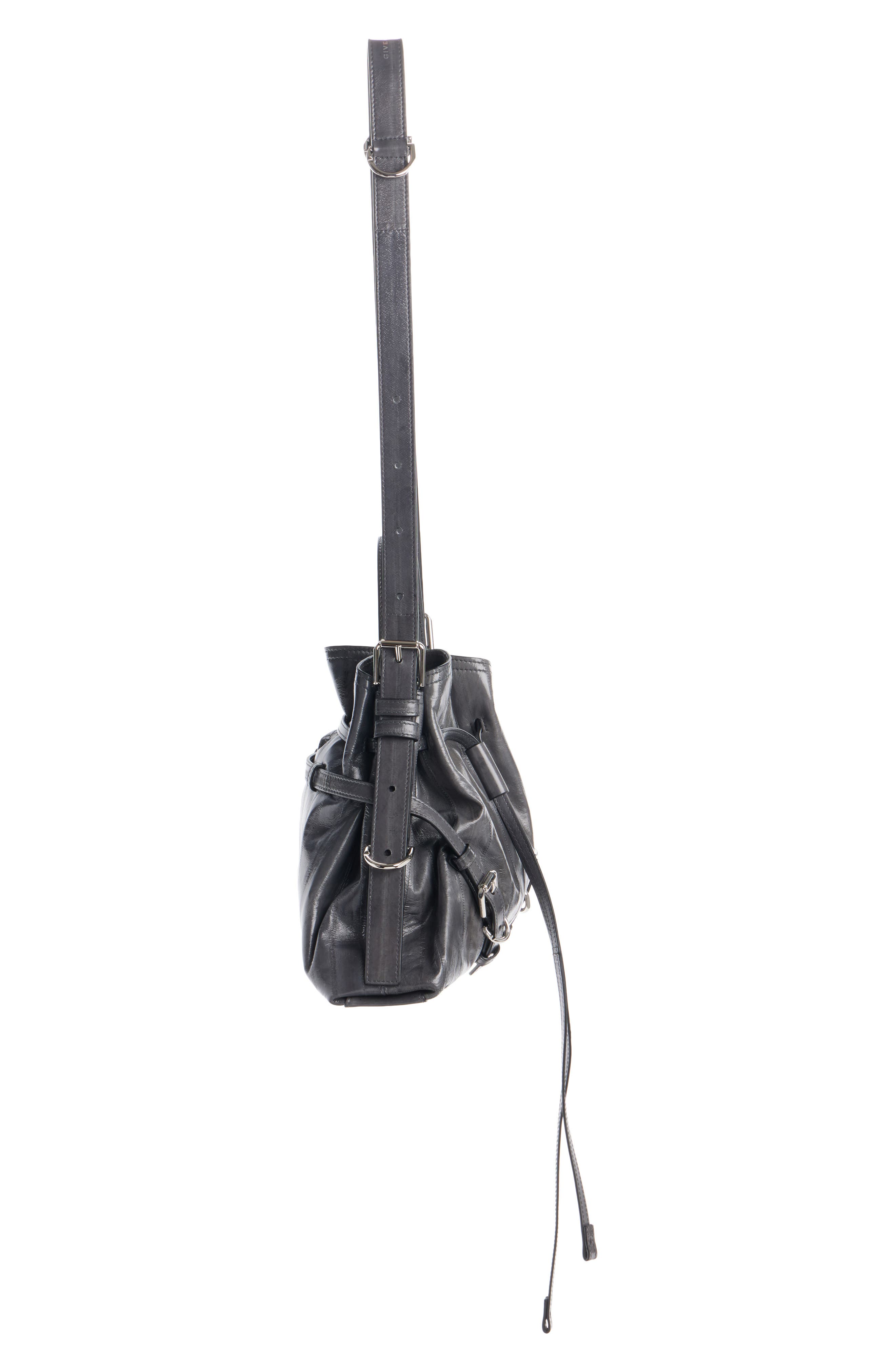 Small Voyou Eel Skin Bucket Bag, Alternate, color, DARK GREY