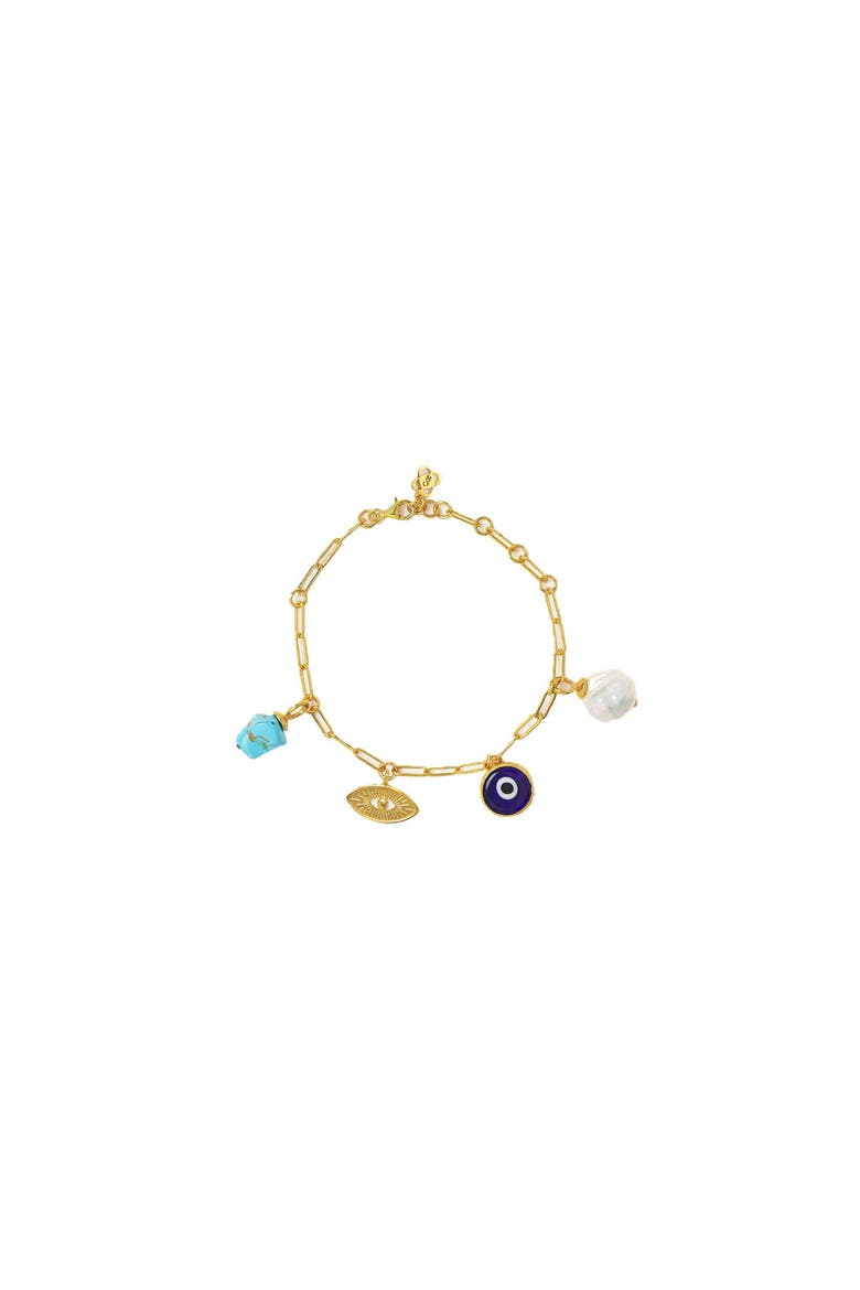Cornicello Evil Eye Charm Bracelet, Main, color, Brass