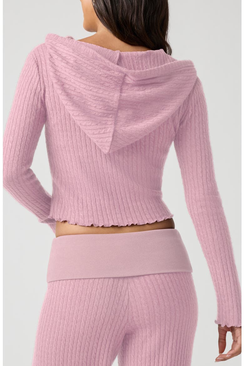 Baby Cable Knit Cropped Hoodie, Alternate, color, BONBON