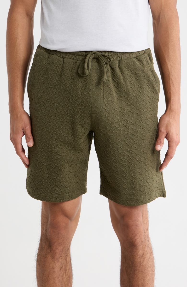 DENIM AND FLOWER Textured Shorts, Main, color, Olive