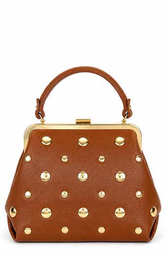 Serena Studded Leather Kiss-Lock Satchel
