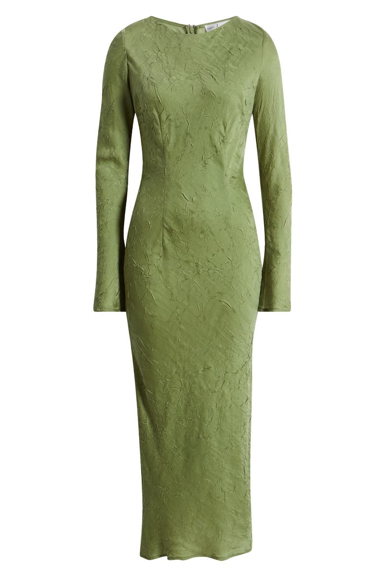 Crinkle Effect Long Sleeve Dress, Alternate, color, OLIVE