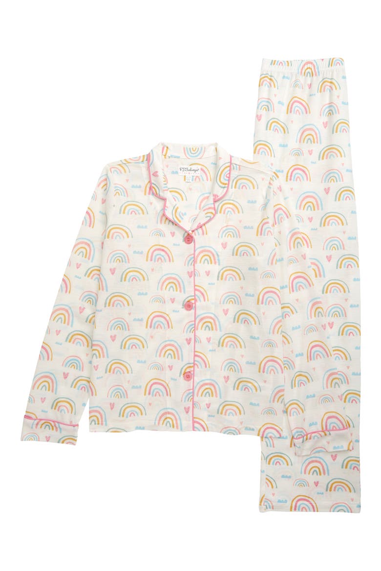 Long Sleeve Notch Collar Pajamas, Main, color, IVORY