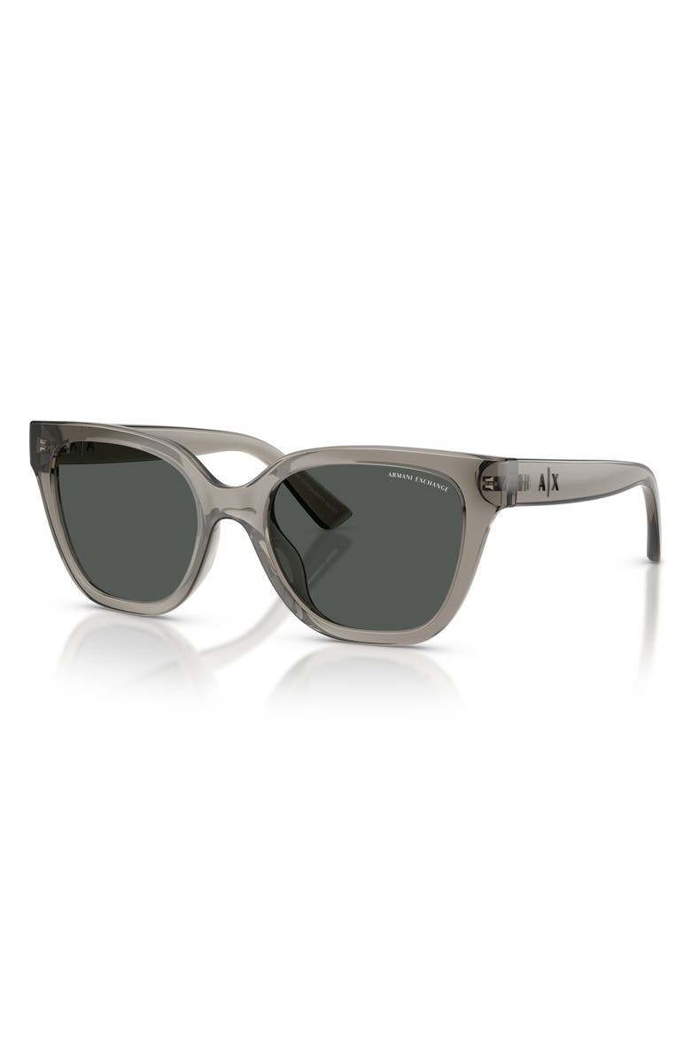 AX Armani Exchange 53mm Cat Eye Sunglasses, Alternate, color, Shiny Grey / Dark Grey