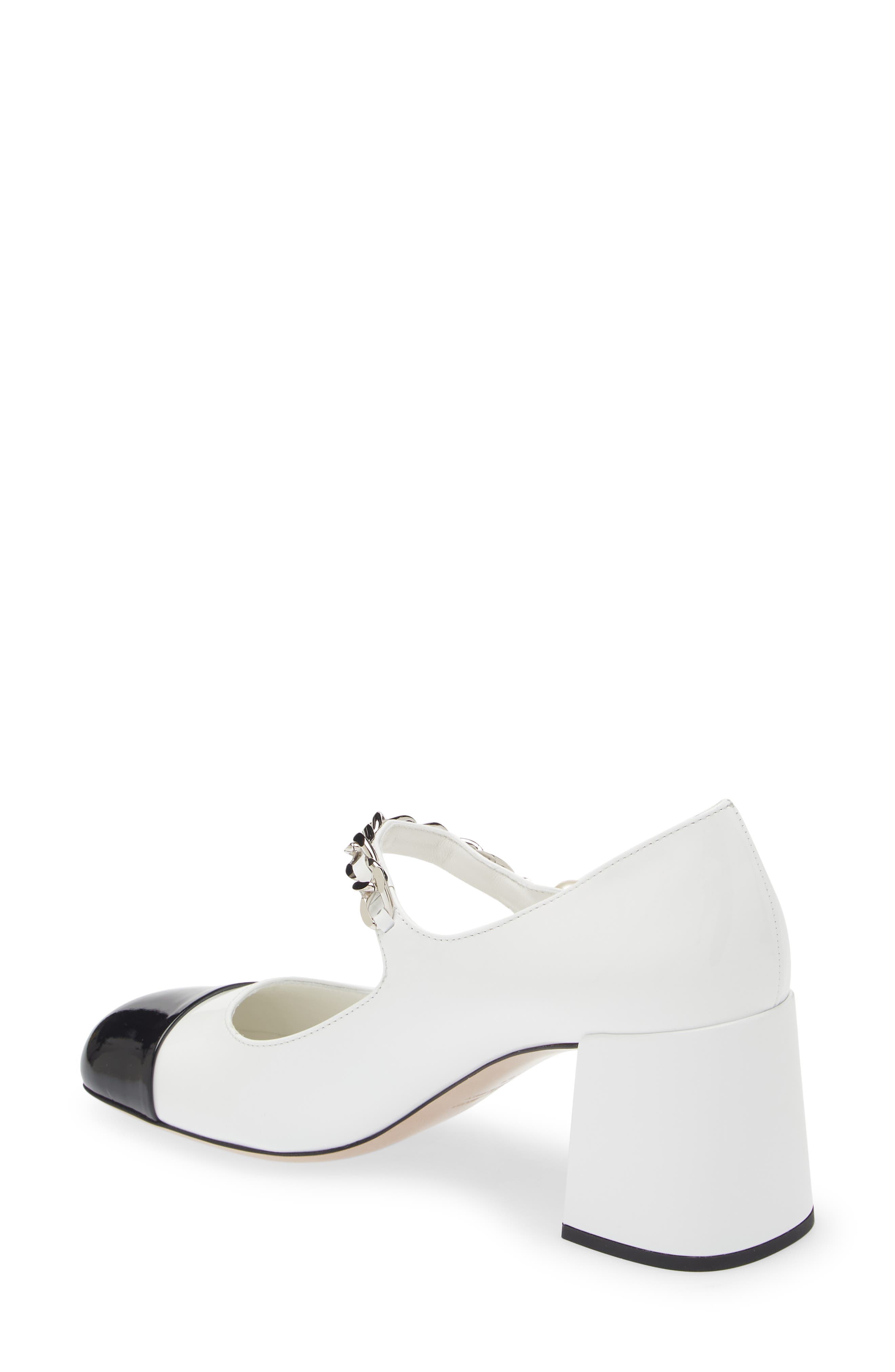 Miu Miu Chain Strap Mary Jane Pump, Alternate, color, White/ Black