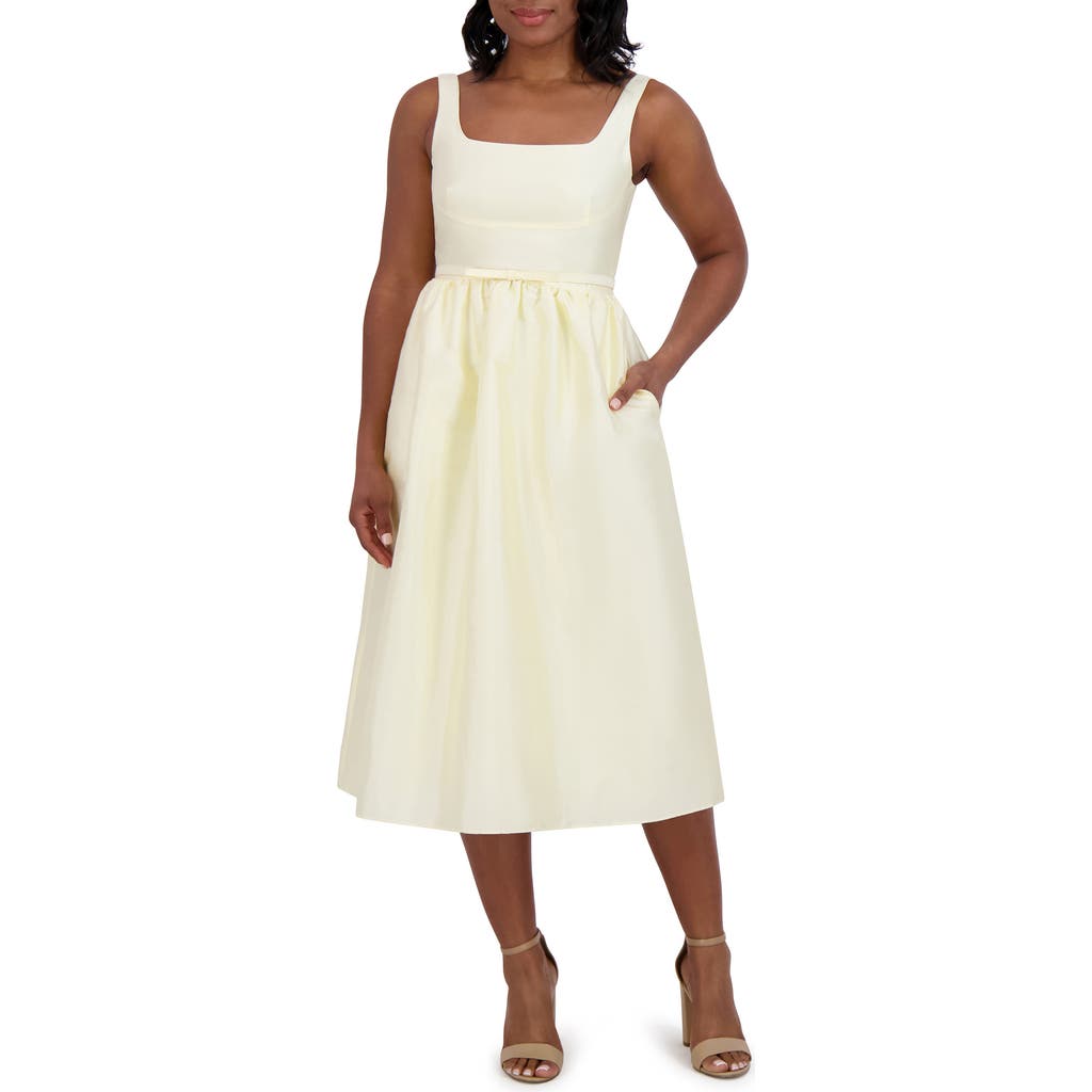 ELIZA J ELIZA J SQUARE NECK FIT & FLARE MIDI COCKTAIL DRESS