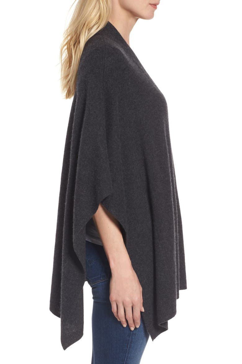 Halogen Cashmere Poncho, Alternate, color, GREY DARK CHARCOAL HTHR