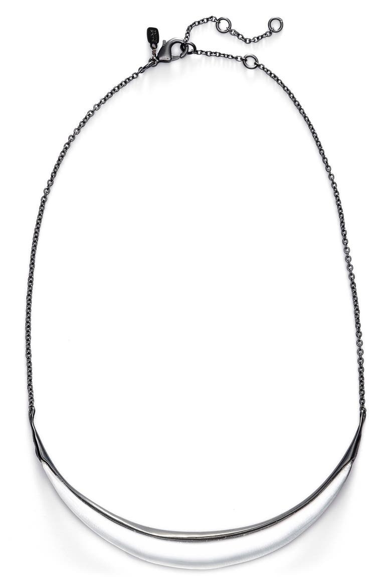 'Lucite®' Crescent Bib Necklace, Main, color, SILVER