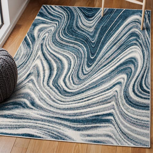 Jonathan Y Eleni Contemporary Glam Abstract Marble Area Rug In Turquoise/cream