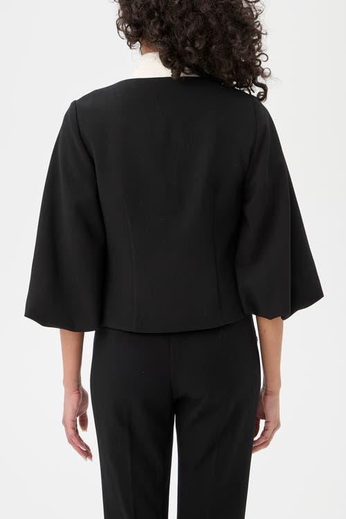 Trina Turk Basal Cropped Jacket With Embellished Buttons In Black