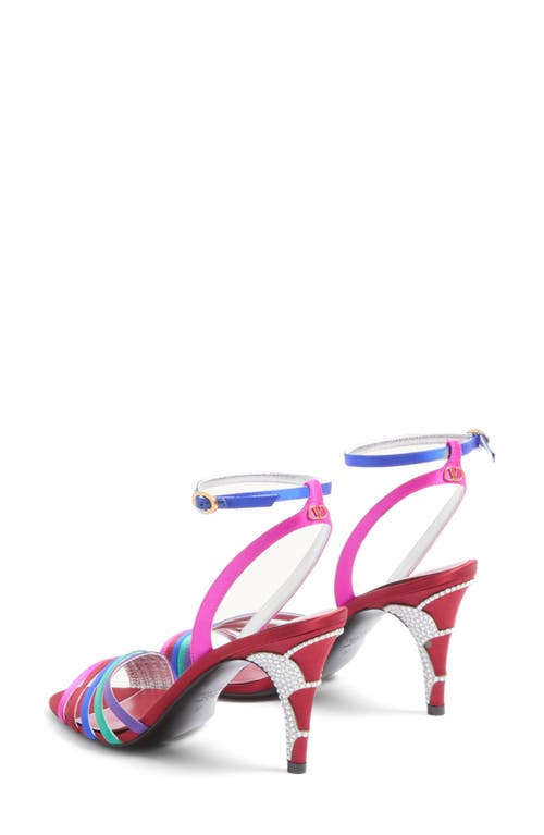 Shop Valentino Garavani Ladycrush Ankle Strap Sandal In Multicolor/silver Shade